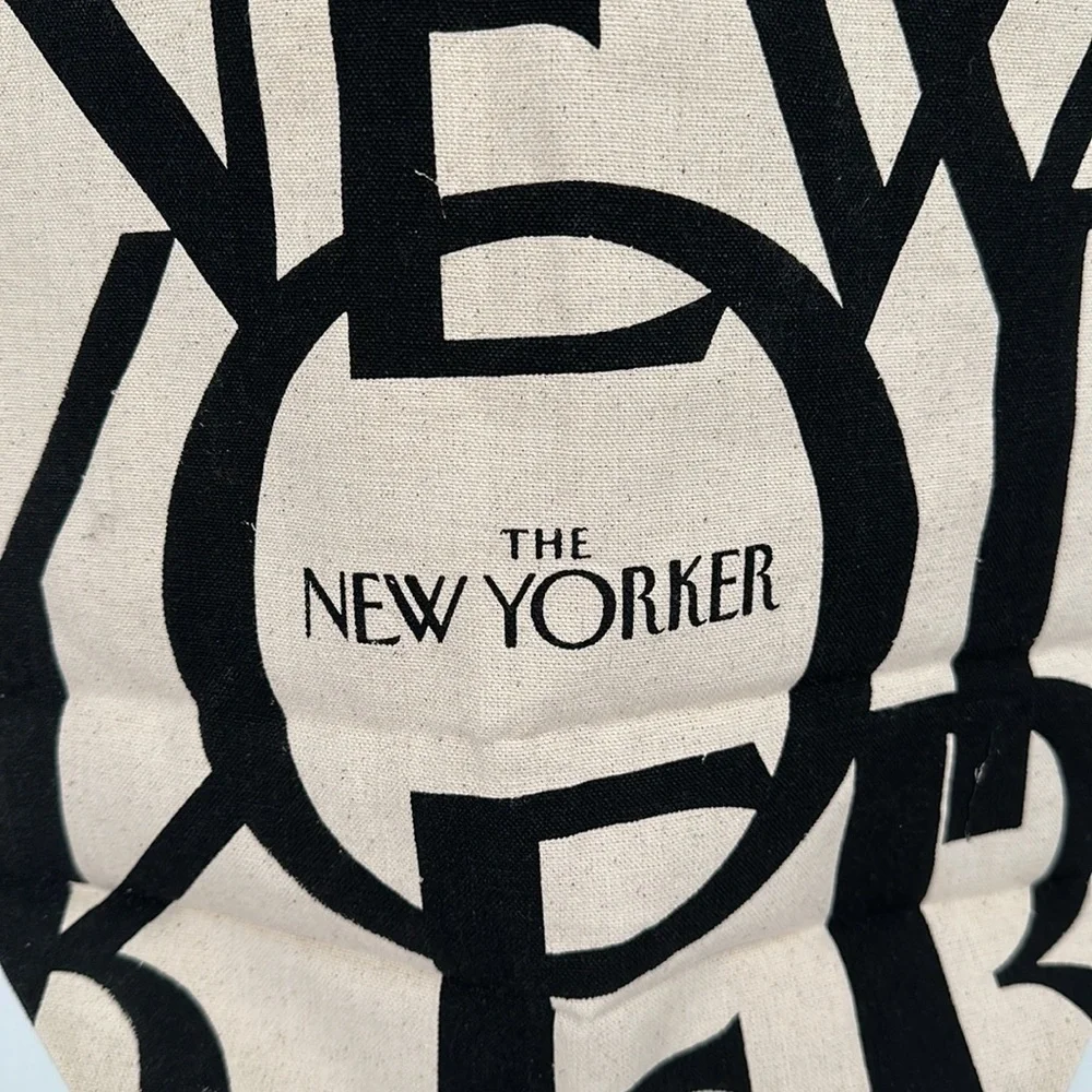 New Yorker Black and Light Tan Canvas Tote Bag - Picture 2 of 7